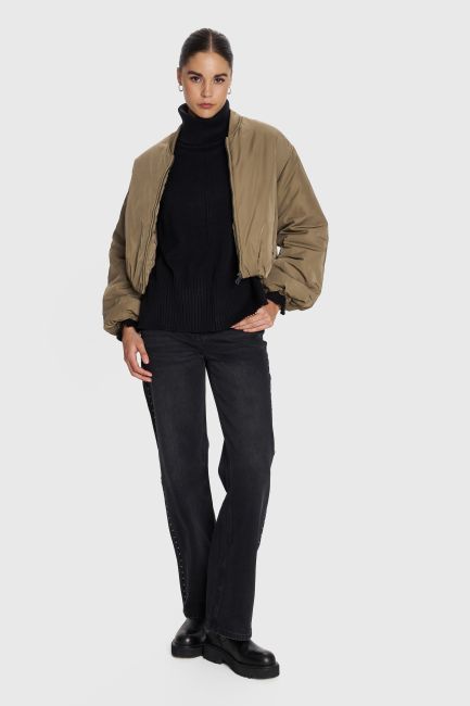 Loose neck knitted blouse - Black