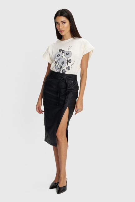 Midi faux leather skirt - Black