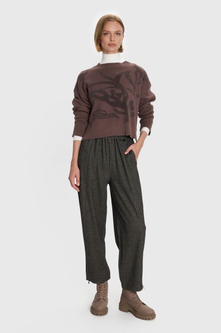 Patterned knitted blouse - Brown