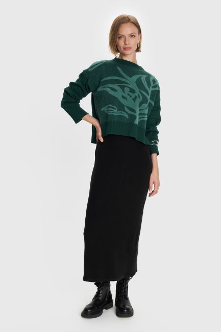 Patterned knitted blouse - Green