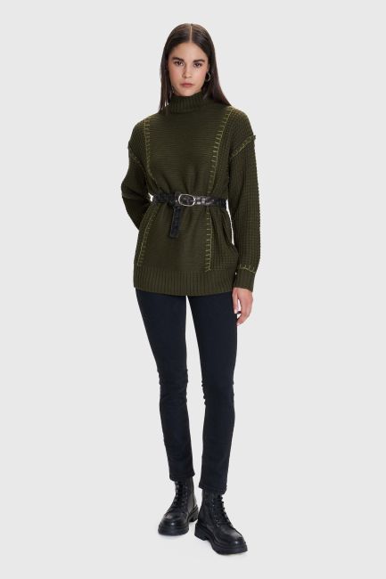 Long knitted blouse - Green