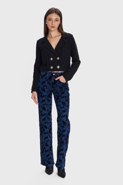 Double-breasted cropped cargidan - Black