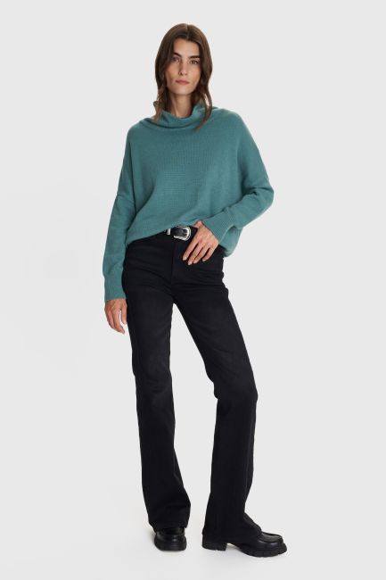 Oversized knitted turtleneck top - Green
