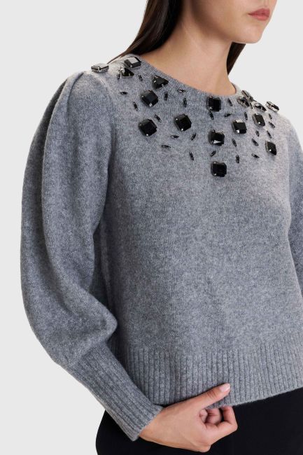 Knitted blouse with decorative-elements - Grey