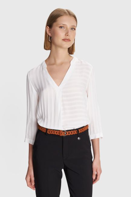 Distinctive design leather belt - Brown