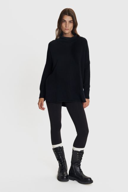 Oversized knitted blouse - Black