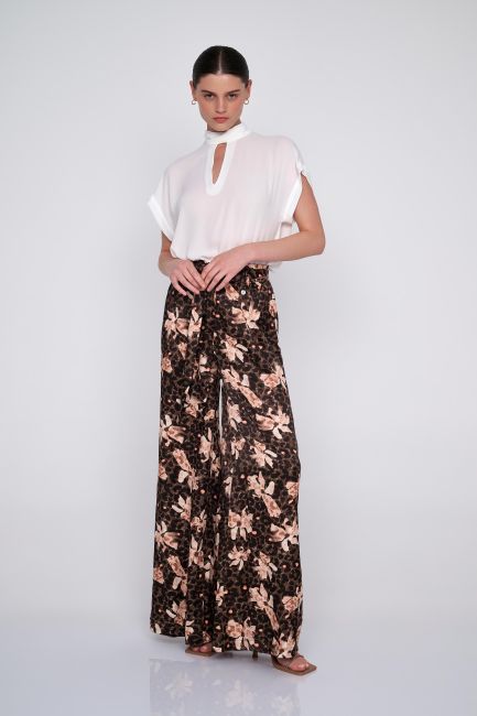 Floral culottes in satin look - Multicolor