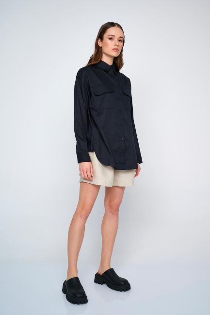 Front-pocket shirt - Black