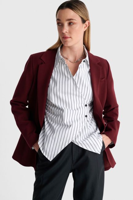 Single-button straight-cut blazer with classic lapels - Red