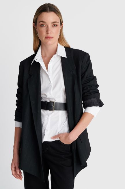 Asymmetric blazer with lurex detailing - Black