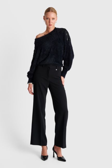 Straight-leg formal trousers - Black