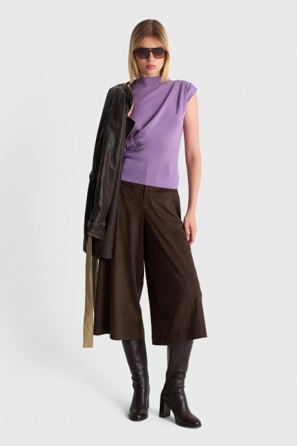 Sleeveless knit top with tie detail - Purple