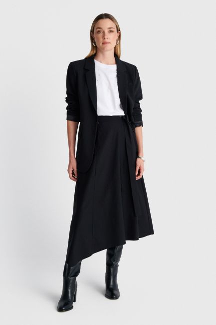 Asymmetric midi skirt - Black