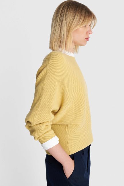 Batwing sleeve rib blouse - Yellow