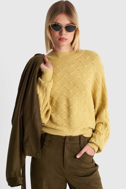 Textured knit top - Yellow