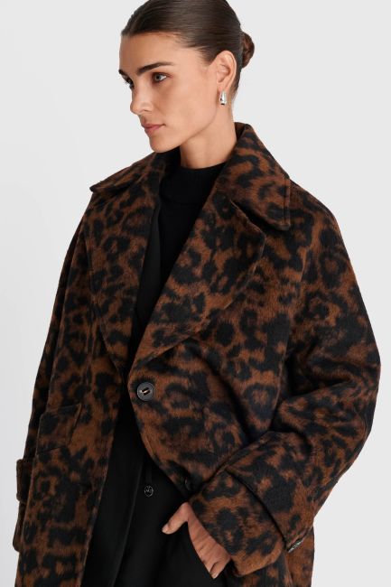 Long leopard-print coat - Brown