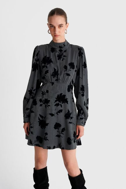 Mini floral print dress - Grey