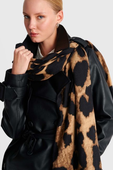 Animal-print foulard - Brown