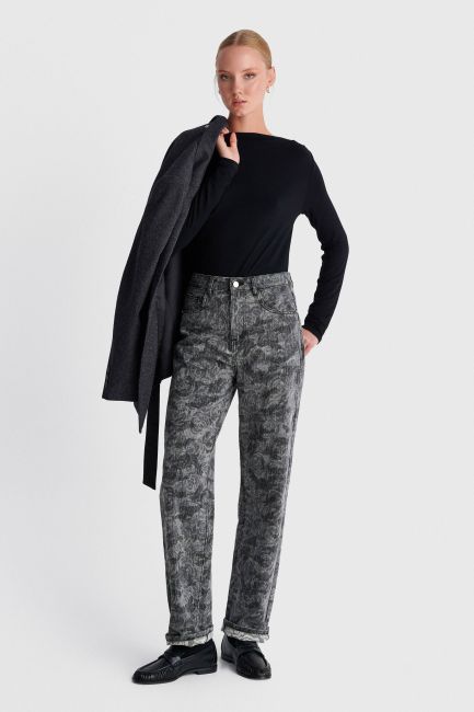 Long-sleeved top with ruching - Black