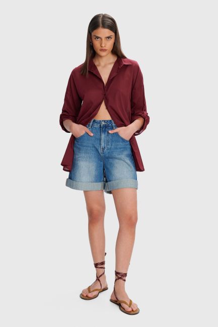 Monochrome long-sleeved shirt - Burgundy