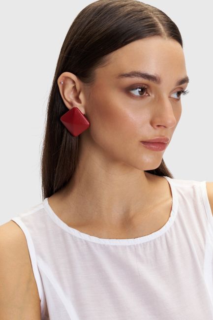 Square stud earings - Red