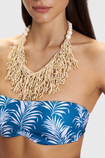 Necklace with a combination of materials - Off white