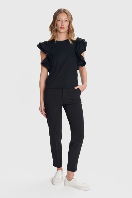 Ruffled-sleeve blouse - Black