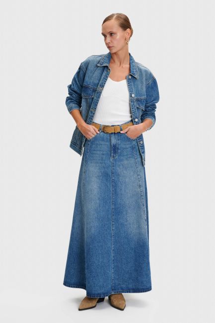 A-line denim skirt - Denim
