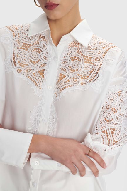 Shirt with lace details - White