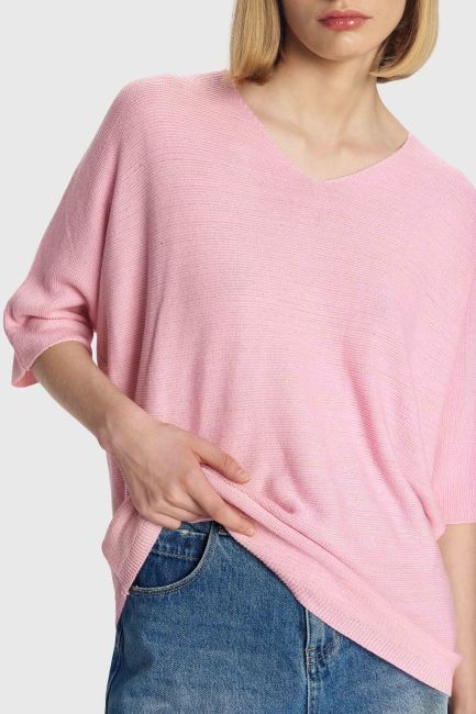 3/4 sleeves knitted blouse - Pink