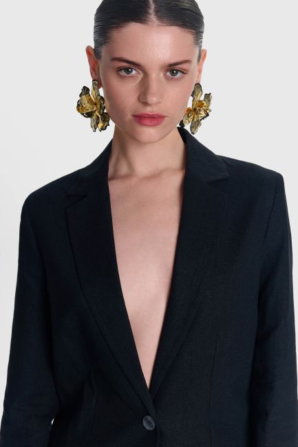 Pocketed linen jacket - Black