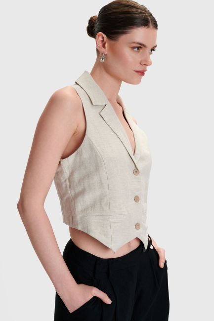 Linen vest - Natural