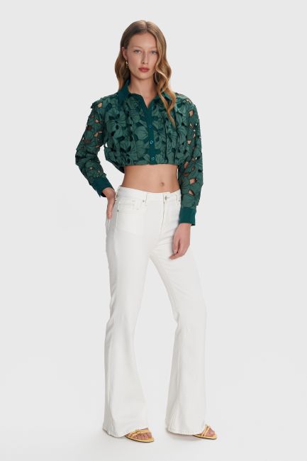 Cropped lace shirt - Green