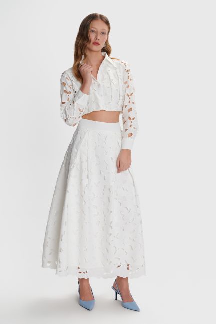 Lace maxi skirt - White