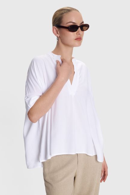 3/4 sleeves tunic in monochrome - White