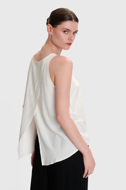 Sleeveless top with back cut out - Off white