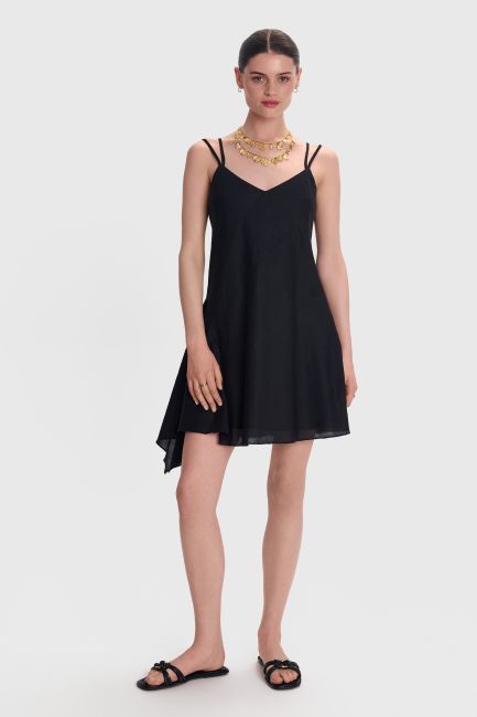 Mini linen dress - Black