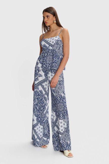 Printed sleeveless top - Blue