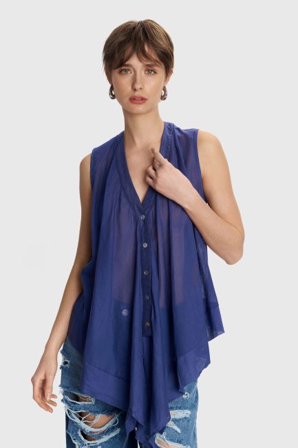 Asymmetrical sleeveless shirt - Blue