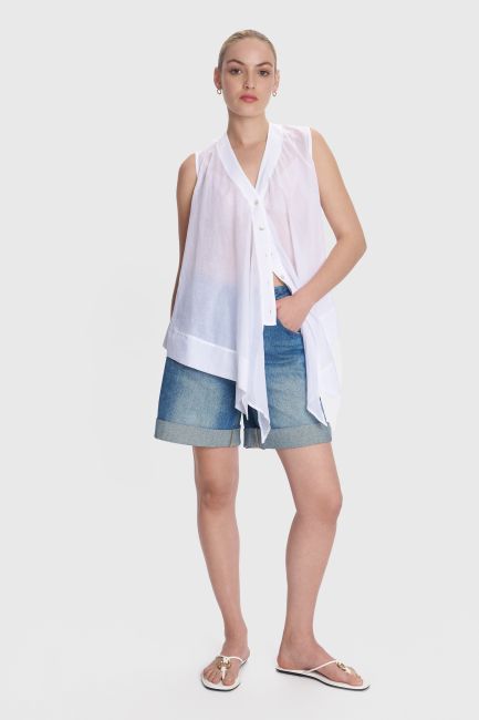 Asymmetrical sleeveless shirt - White