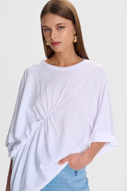 Asymmetric design blouse - White