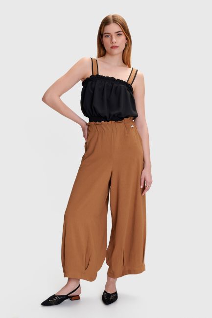 Monochrome zip culottes - Camel