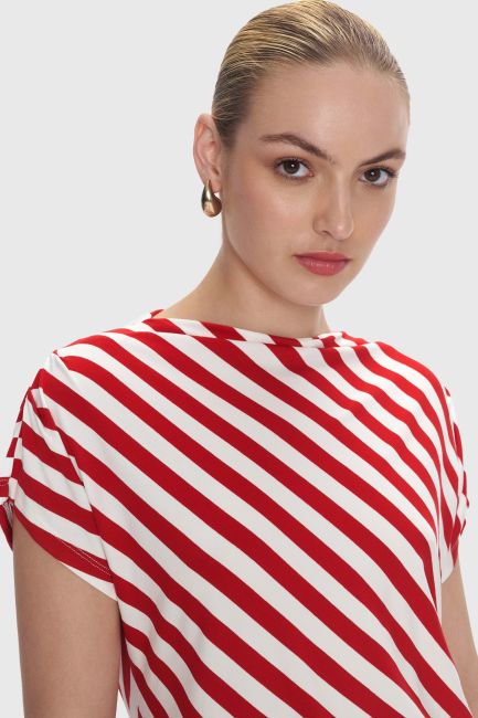 Striped-pattern blouse - Red