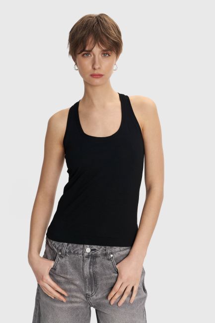 Rhinestone logo tank top - Black