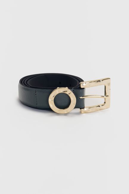 Belt with a gold buckle - Grey