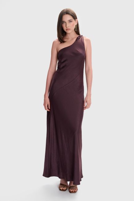 One-shoulder dress - Chocolate
