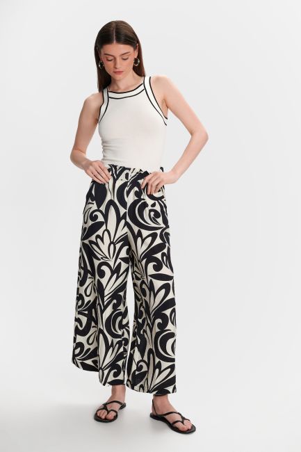 Printed jupe culotte - Black