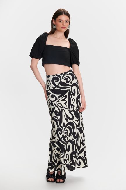 Printed maxi skirt - Black
