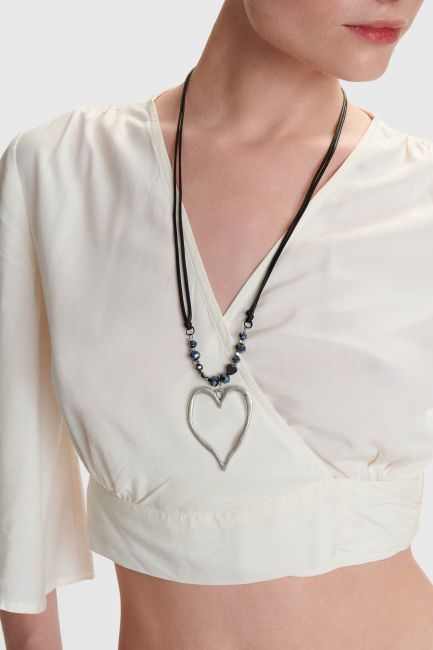 Long necklace with heart pendant - Silver
