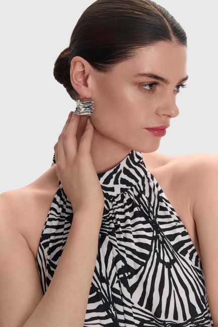 Metallic embossed earrings - Silver